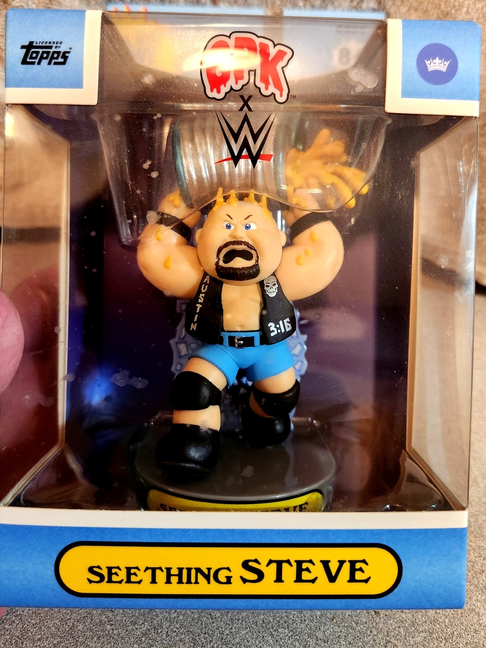 GPK GARBAGE PAIL KIDS WWE SEETHING STEVE 4.8” FIGURE MIB Stone Cold